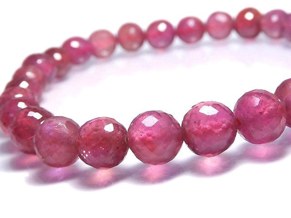 [Video][One of a kind] High Quality Ruby AAA- Faceted Round 6.5mm Bracelet NO.20