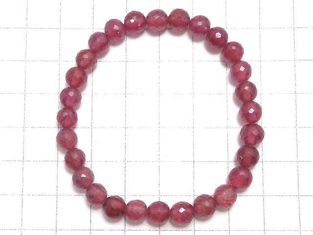 [Video][One of a kind] High Quality Ruby AAA- Faceted Round 6.5mm Bracelet NO.20