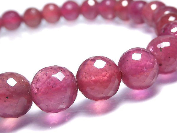 [Video][One of a kind] High Quality Ruby AAA- Faceted Round 6.5mm Bracelet NO.21