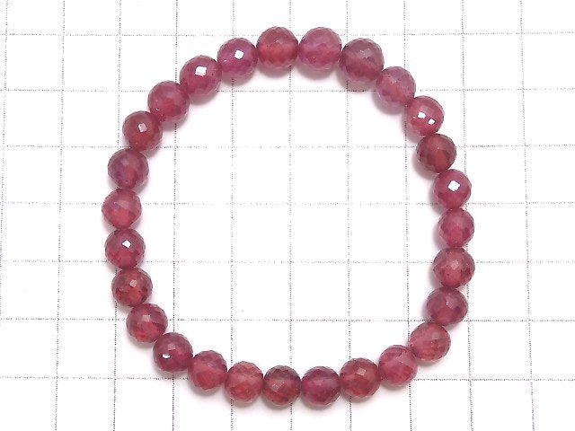 [Video][One of a kind] High Quality Ruby AAA- Faceted Round 6.5mm Bracelet NO.21