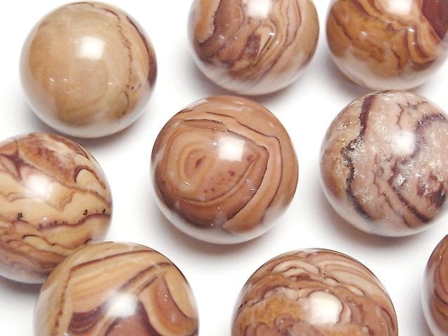 [Video] Red Picture Jasper Sphere, Round 29mm 1pc