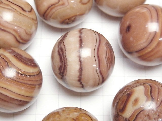 [Video] Red Picture Jasper Sphere, Round 29mm 1pc