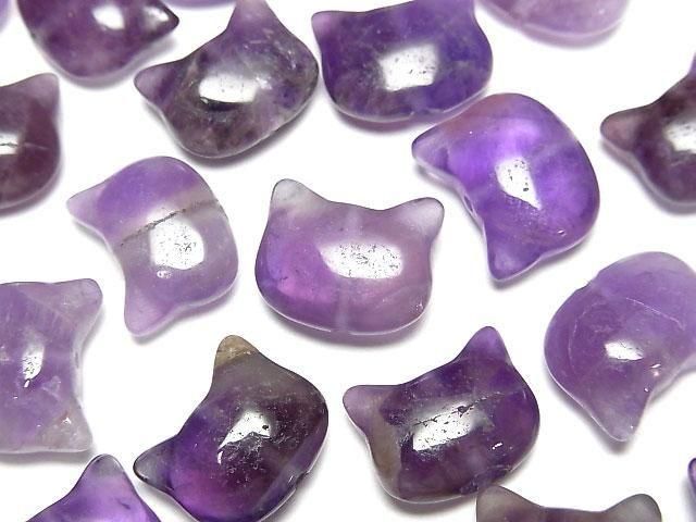 [Video] Amethyst Cat Motif 10x12mm [Vertical Hole] 2pcs