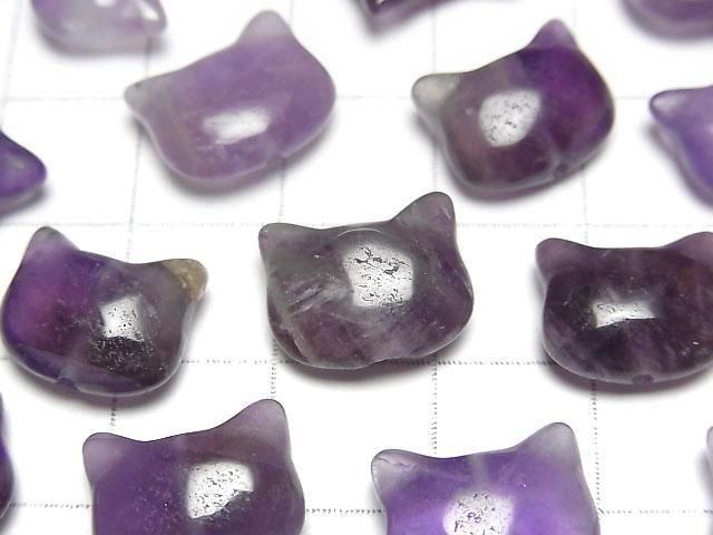 [Video] Amethyst Cat Motif 10x12mm [Vertical Hole] 2pcs