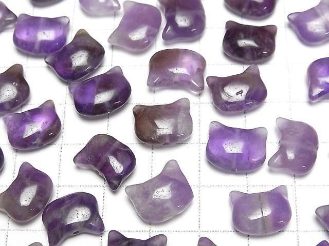 [Video] Amethyst Cat Motif 10x12mm [Vertical Hole] 2pcs