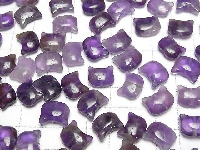 [Video] Amethyst Cat Motif 10x12mm [Vertical Hole] 2pcs