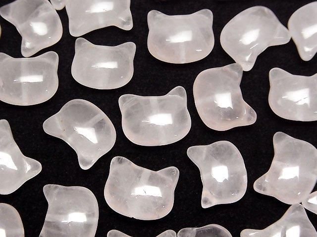 [Video] Rose Quartz AA++ Cat Motif 10x12mm [Vertical Hole] 3pcs