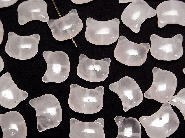 [Video] Rose Quartz AA++ Cat Motif 10x12mm [Vertical Hole] 3pcs