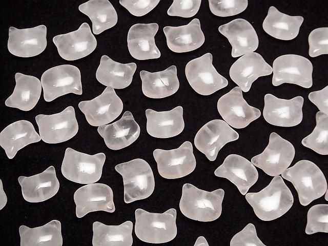 [Video] Rose Quartz AA++ Cat Motif 10x12mm [Vertical Hole] 3pcs