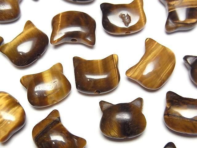 [Video] Yellow Tiger's Eye AA++ Cat Motif 10x12mm [Vertical Hole] 3pcs