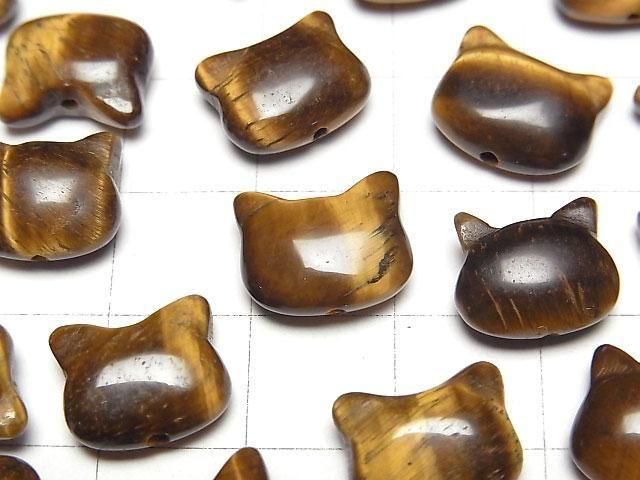 [Video] Yellow Tiger's Eye AA++ Cat Motif 10x12mm [Vertical Hole] 3pcs