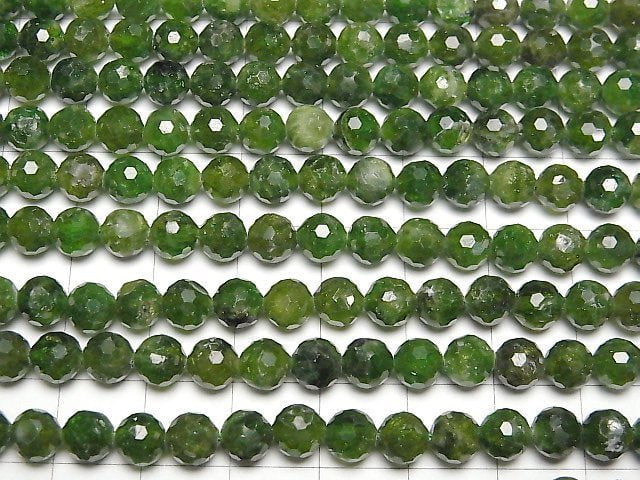 [Video]High Quality! Chrome Diopside AA+ 128 Faceted Round 6mm half or 1 strand beads (aprx.15inch/36cm)