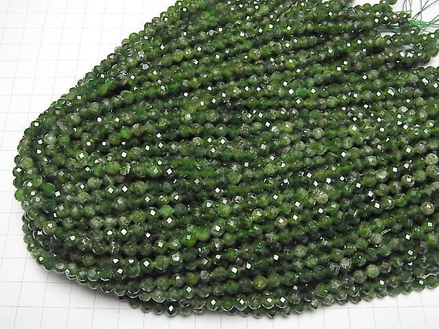 [Video]High Quality! Chrome Diopside AA+ Faceted Round 5.5mm half or 1strand beads (aprx.15inch/36cm)