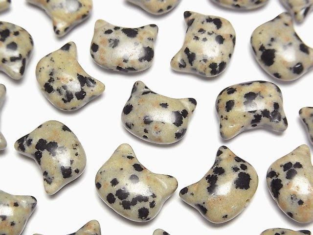 [Video] Dalmatian Jasper Cat Motif 10x12mm [Vertical Hole] 3pcs