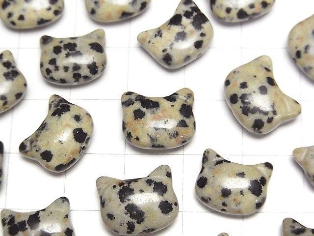 [Video] Dalmatian Jasper Cat Motif 10x12mm [Vertical Hole] 3pcs