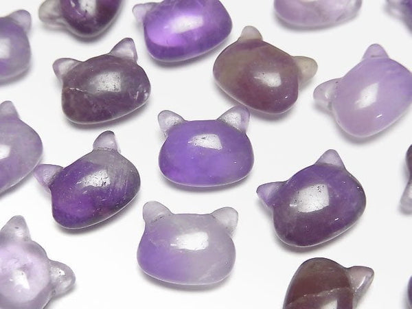 [Video]Amethyst Cat Motif 10x12mm [Half Drilled Hole (Back)] 2pcs