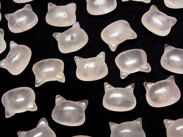 [Video] Rose Quartz AA+ Cat Motif 10x12mm [Half Drilled Hole (Back)] 3pcs