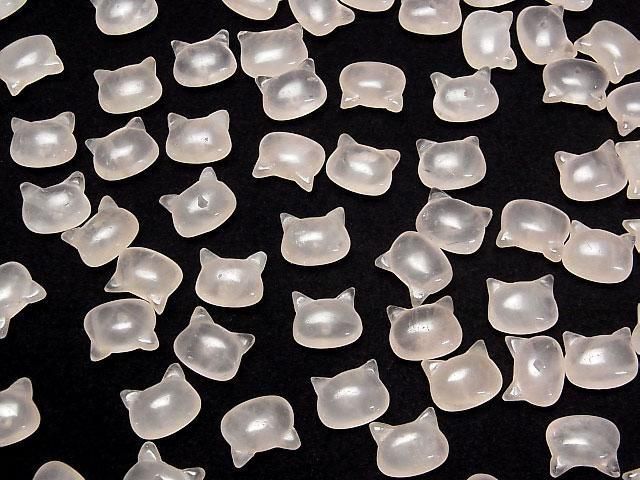 [Video] Rose Quartz AA+ Cat Motif 10x12mm [Half Drilled Hole (Back)] 3pcs