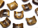 [Video] Yellow Tiger's Eye AA+ Cat Motif 10x12mm [Half Drilled Hole (Back)] 3pcs