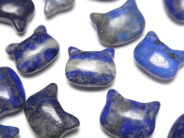 [Video]Lapislazuli AA Cat Motif 10x12mm [Half Drilled Hole (Back)] 3pcs
