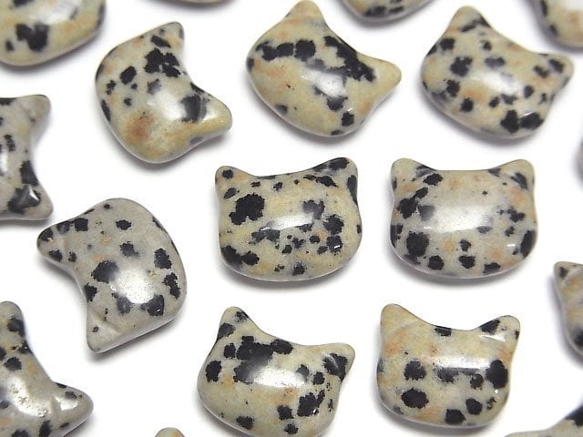 [Video] Dalmatian Jasper Cat Motif 10x12mm [Half Drilled Hole (Back)] 3pcs