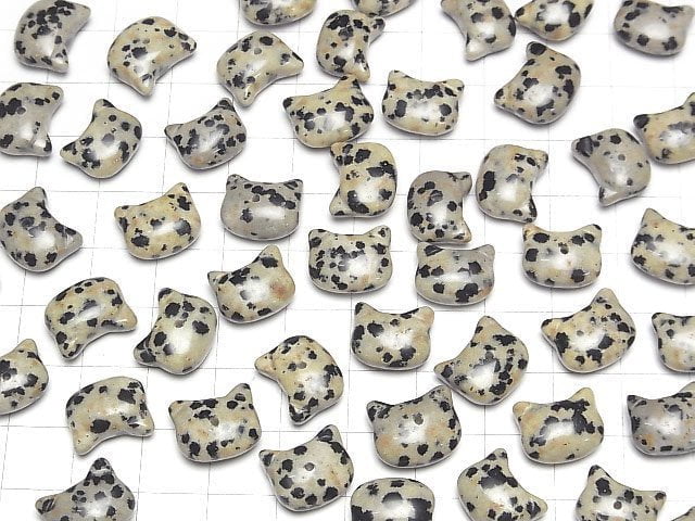 [Video] Dalmatian Jasper Cat Motif 10x12mm [Half Drilled Hole (Back)] 3pcs