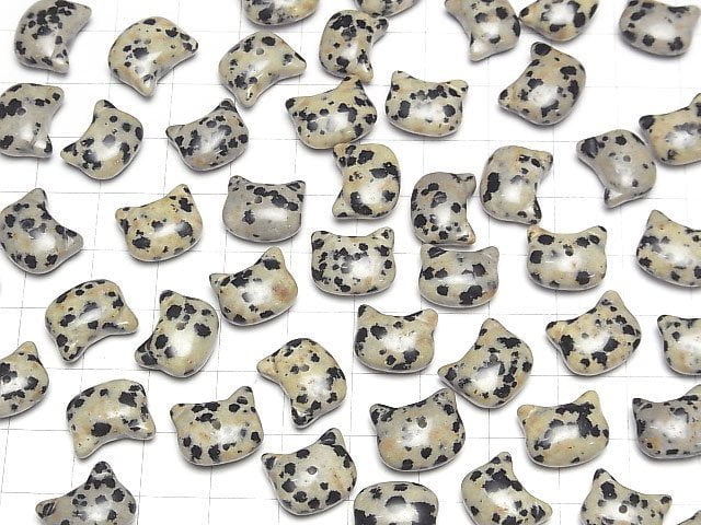 [Video] Dalmatian Jasper Cat Motif 10x12mm [Half Drilled Hole (Back)] 3pcs