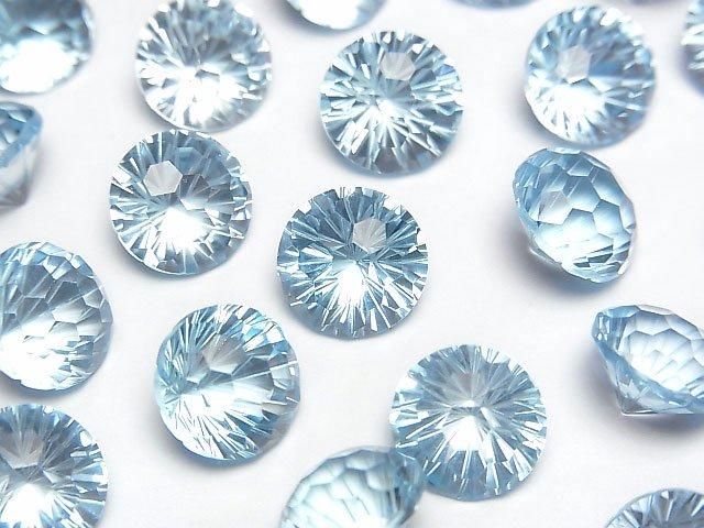 [Video]High Quality Sky Blue Topaz AAA Loose stone Round Faceted Fancy 10x10mm 1pc