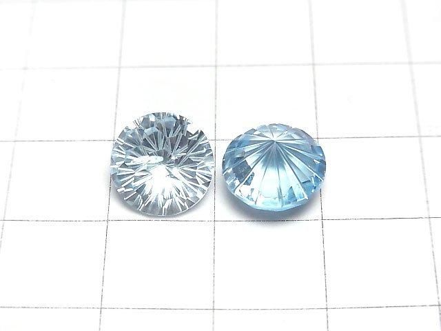 [Video]High Quality Sky Blue Topaz AAA Loose stone Round Faceted Fancy 10x10mm 1pc