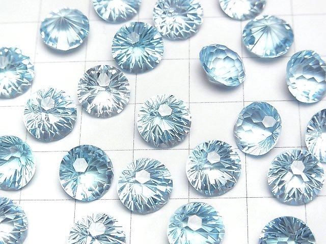 [Video]High Quality Sky Blue Topaz AAA Loose stone Round Faceted Fancy 10x10mm 1pc