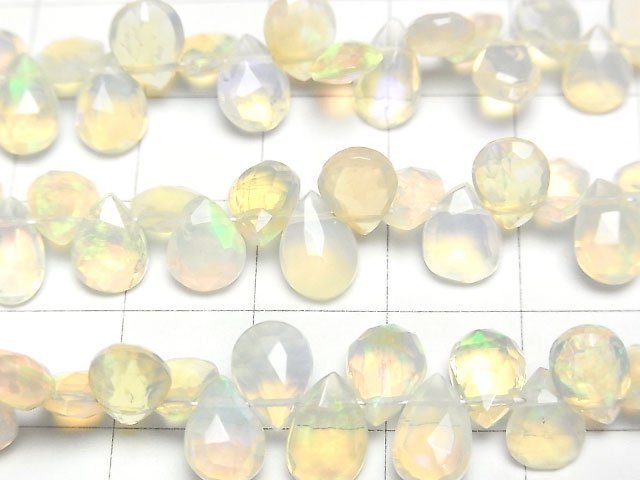 [Video]High Quality Ethiopian Opal AAA Pear shape Faceted Briolette [S size] half or 1strand beads (aprx.6inch/16cm)