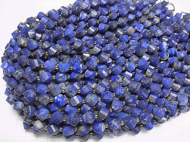 [Video] High Quality! Lapislazuli AA Twist x Multiple Facets 10x8x8mm half or 1strand beads (aprx.15inch/36cm)