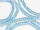 [Video]High Quality Sky Blue Topaz AAA Faceted Button Rondelle 6x6x4mm Bracelet