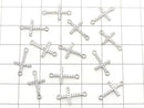 Silver925 Cross Charm (15x8.5x1.5mm) on Both Sides (with CZ) [Rhodium Plated] 1pc