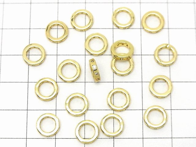 Metal parts Rondelle 8x8x2mm Gold color (with CZ) 2pcs