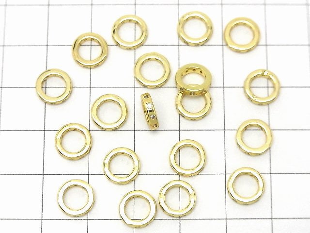 Metal parts Roundel 8x8x2mm Gold color (with CZ) 2pcs