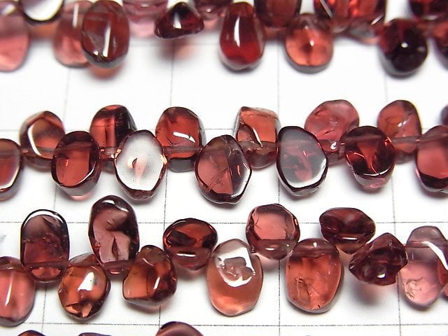 [Video]High Quality Mozambique Garnet AAA Flat Nugget 1strand beads (aprx.6inch/16cm)