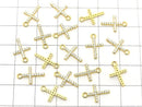 Silver925 Cross 13.5x8.5x1.5mm Charm (with CZ) [18KGP] 1pc