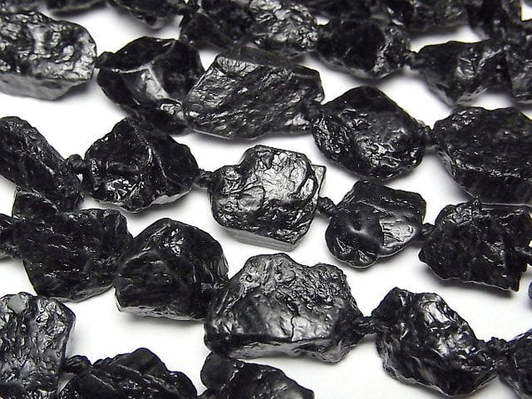 [Video] Black Tourmaline Rough Rock Nugget 1strand beads (aprx.16inch/40cm)