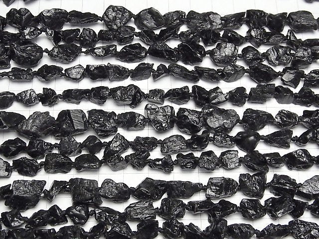 [Video] Black Tourmaline Rough Rock Nugget 1strand beads (aprx.16inch/40cm)