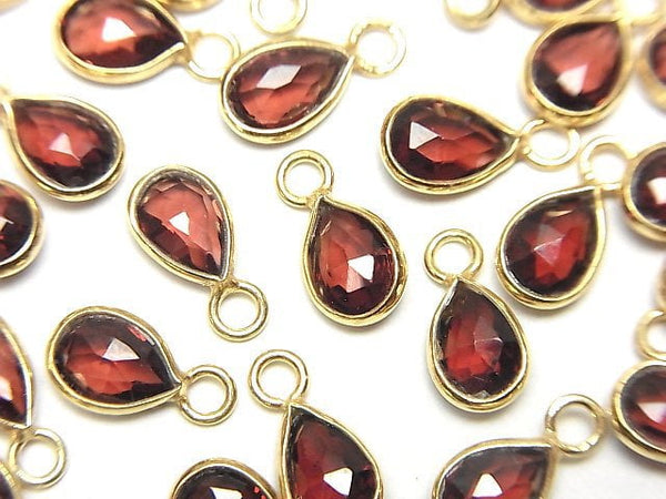 [Video]High Quality Garnet AAA Bezel Setting Pear shape 6x5mm Rose Cut 18KGP 3pcs