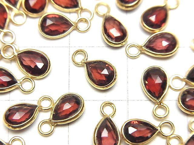 [Video]High Quality Garnet AAA Bezel Setting Pear shape 6x5mm Rose Cut 18KGP 3pcs