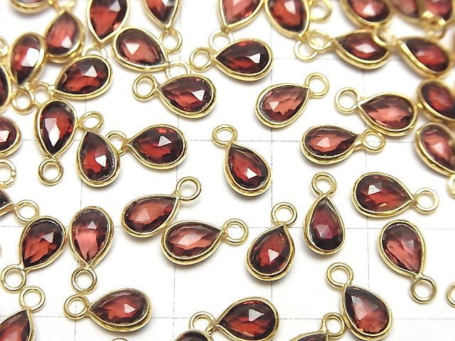 [Video]High Quality Garnet AAA Bezel Setting Pear shape 6x5mm Rose Cut 18KGP 3pcs