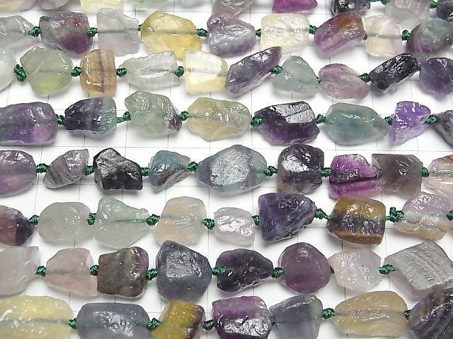 [Video] Multicolor Fluorite AA Rough Rock Nugget 1strand beads (aprx.16inch/39cm)