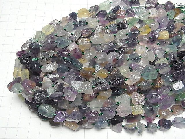 [Video] Multicolor Fluorite AA Rough Rock Nugget 1strand beads (aprx.16inch/39cm)