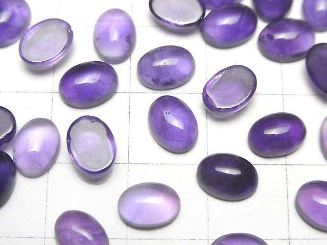 [Video]High Quality Amethyst AA++ Oval Cabochon 8x6mm 5pcs