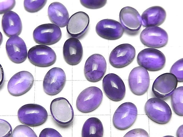 [Video]High Quality Amethyst AA++ Oval Cabochon 8x6mm 5pcs