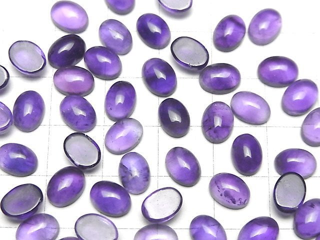 [Video]High Quality Amethyst AA++ Oval Cabochon 8x6mm 5pcs