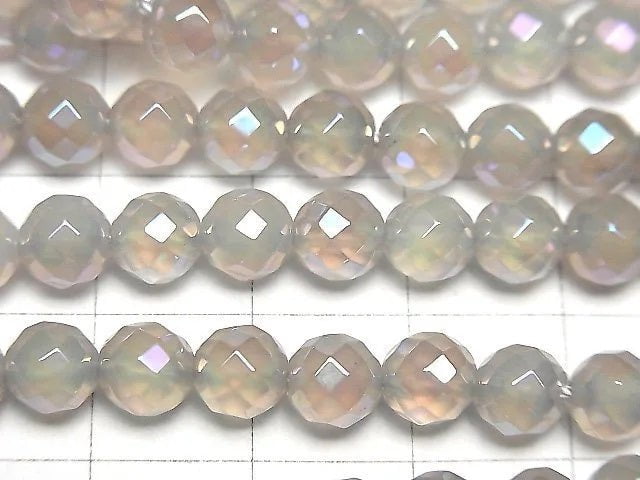 1strand $7.79! Flash, gray Onyx 64Faceted Round 6mm 1strand beads (aprx.15inch / 38cm)