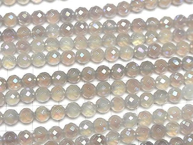 1strand $7.79! Flash, gray Onyx 64Faceted Round 6mm 1strand beads (aprx.15inch / 38cm)